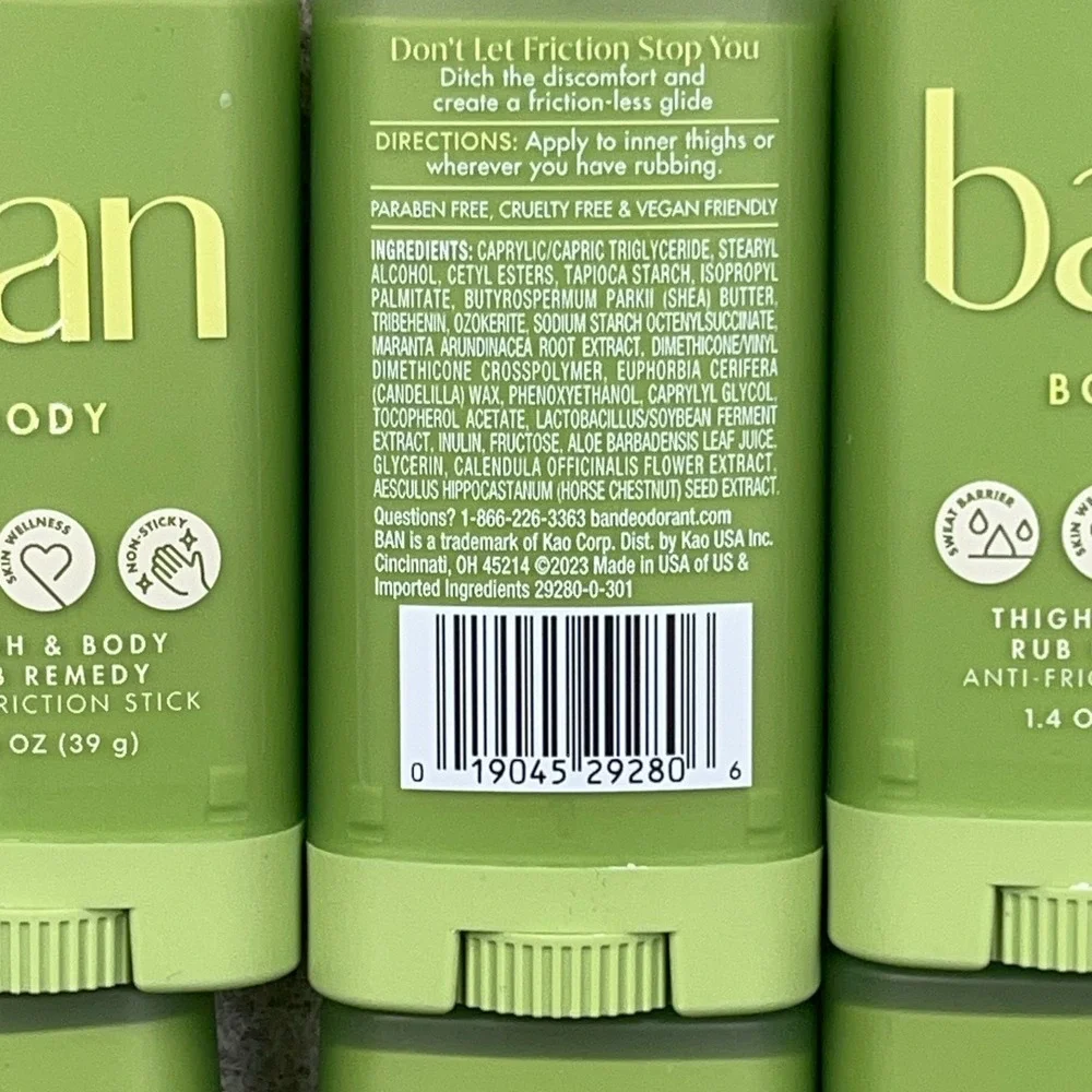 Ban Body Thigh & Body Anti-Friction Balm Prevent Chafing 1.4 oz Lot of 6 Vegan